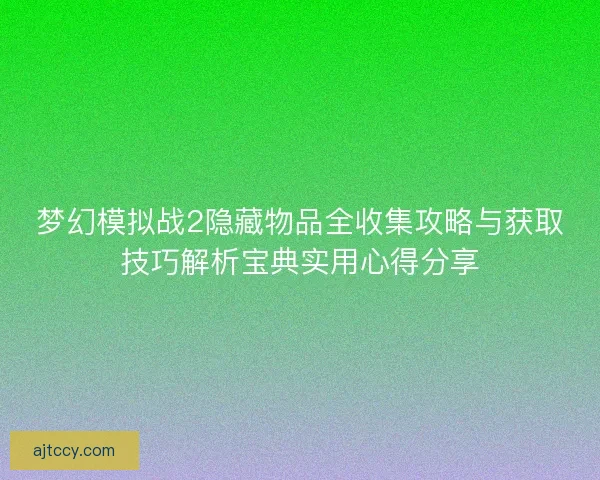 梦幻模拟战2隐藏物品全收集攻略与获取技巧解析宝典实用心得分享 梦幻模拟战2隐藏物品全收集攻略与获取技巧解析宝典实用心得分享